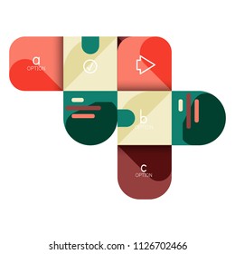 Infographics option and step by step in rounded squares, element of chart, graph, diagram with options, parts, processes. Vector business template for presentation or web info banner