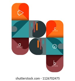Infographics option and step by step in rounded squares, element of chart, graph, diagram with options, parts, processes. Vector business template for presentation or web info banner