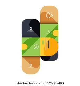 Infographics option and step by step in rounded squares, element of chart, graph, diagram with options, parts, processes. Vector business template for presentation or web info banner