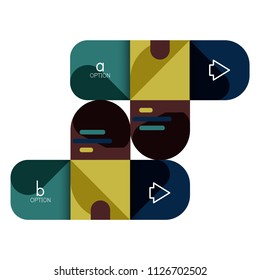 Infographics option and step by step in rounded squares, element of chart, graph, diagram with options, parts, processes. Vector business template for presentation or web info banner