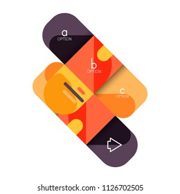 Infographics option and step by step in rounded squares, element of chart, graph, diagram with options, parts, processes. Vector business template for presentation or web info banner