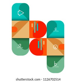 Infographics option and step by step in rounded squares, element of chart, graph, diagram with options, parts, processes. Vector business template for presentation or web info banner