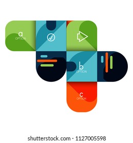 Infographics option and step by step in rounded squares, element of chart, graph, diagram with options, parts, processes. Vector business template for presentation or web info banner