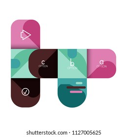Infographics option and step by step in rounded squares, element of chart, graph, diagram with options, parts, processes. Vector business template for presentation or web info banner
