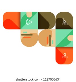 Opción de infografía y paso a paso en cuadrados redondeados, elemento de gráfico, gráfico, diagrama con opciones, partes, procesos. Plantilla de negocio de vectores para banner de presentación o información web