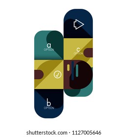 Infographics option and step by step in rounded squares, element of chart, graph, diagram with options, parts, processes. Vector business template for presentation or web info banner