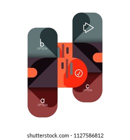 Infographics option and step by step in rounded squares, element of chart, graph, diagram with options, parts, processes. Vector business template for presentation or web info banner