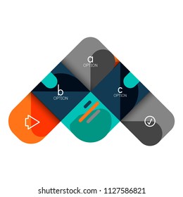 Infographics option and step by step in rounded squares, element of chart, graph, diagram with options, parts, processes. Vector business template for presentation or web info banner