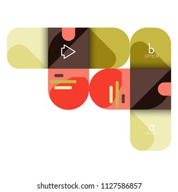 Infographics option and step by step in rounded squares, element of chart, graph, diagram with options, parts, processes. Vector business template for presentation or web info banner