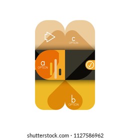 Opción de infografía y paso a paso en cuadrados redondeados, elemento de gráfico, gráfico, diagrama con opciones, partes, procesos. Plantilla de negocio de vectores para banner de presentación o información web