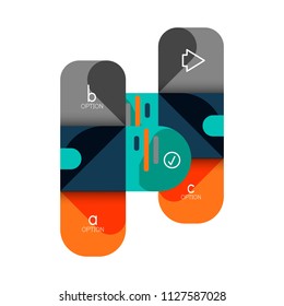 Infographics option and step by step in rounded squares, element of chart, graph, diagram with options, parts, processes. Vector business template for presentation or web info banner
