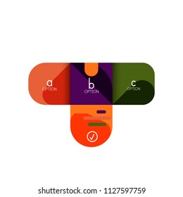 Opción de infografía y paso a paso en cuadrados redondeados, elemento de gráfico, gráfico, diagrama con opciones, partes, procesos. Plantilla de negocio de vectores para banner de presentación o información web