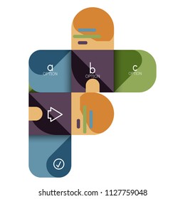 Infographics option and step by step in rounded squares, element of chart, graph, diagram with options, parts, processes. Vector business template for presentation or web info banner