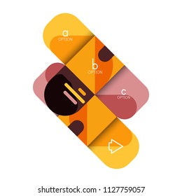 Opción de infografía y paso a paso en cuadrados redondeados, elemento de gráfico, gráfico, diagrama con opciones, partes, procesos. Plantilla de negocio de vectores para banner de presentación o información web