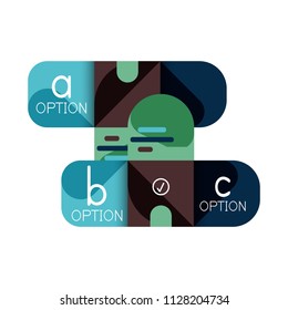 Opción de infografía y paso a paso en cuadrados redondeados, elemento de gráfico, gráfico, diagrama con opciones, partes, procesos. Plantilla de negocio de vectores para banner de presentación o información web