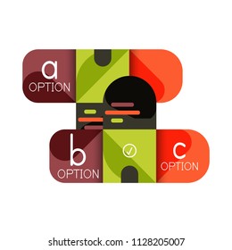 Infographics option and step by step in rounded squares, element of chart, graph, diagram with options, parts, processes. Vector business template for presentation or web info banner