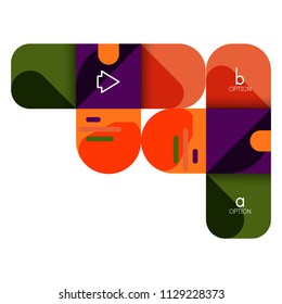 Infographics option and step by step in rounded squares, element of chart, graph, diagram with options, parts, processes. Vector business template for presentation or web info banner