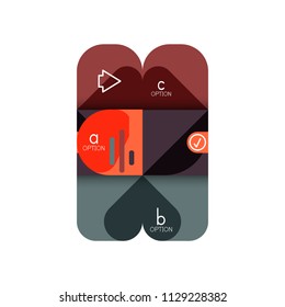 Infographics option and step by step in rounded squares, element of chart, graph, diagram with options, parts, processes. Vector business template for presentation or web info banner