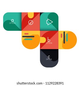 Infographics option and step by step in rounded squares, element of chart, graph, diagram with options, parts, processes. Vector business template for presentation or web info banner