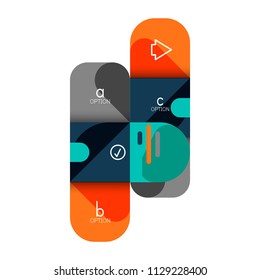 Infographics option and step by step in rounded squares, element of chart, graph, diagram with options, parts, processes. Vector business template for presentation or web info banner