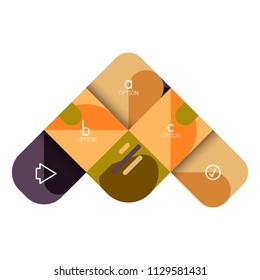 Infographics option and step by step in rounded squares, element of chart, graph, diagram with options, parts, processes. Vector business template for presentation or web info banner