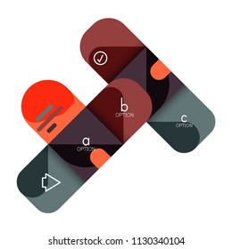 Infographics option and step by step in rounded squares, element of chart, graph, diagram with options, parts, processes. Vector business template for presentation or web info banner