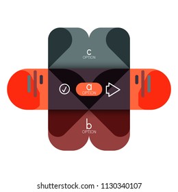 Infographics option and step by step in rounded squares, element of chart, graph, diagram with options, parts, processes. Vector business template for presentation or web info banner