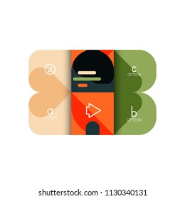 Infographics option and step by step in rounded squares, element of chart, graph, diagram with options, parts, processes. Vector business template for presentation or web info banner