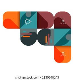 Infographics option and step by step in rounded squares, element of chart, graph, diagram with options, parts, processes. Vector business template for presentation or web info banner