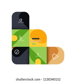 Infographics option and step by step in rounded squares, element of chart, graph, diagram with options, parts, processes. Vector business template for presentation or web info banner
