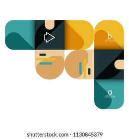 Opción de infografía y paso a paso en cuadrados redondeados, elemento de gráfico, gráfico, diagrama con opciones, partes, procesos. Plantilla de negocio de vectores para banner de presentación o información web
