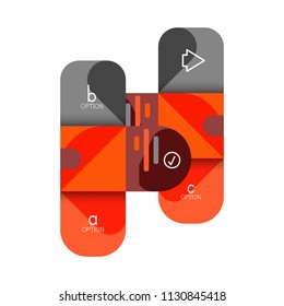 Opción de infografía y paso a paso en cuadrados redondeados, elemento de gráfico, gráfico, diagrama con opciones, partes, procesos. Plantilla de negocio de vectores para banner de presentación o información web