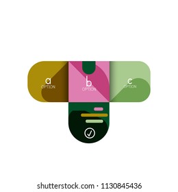 Infographics option and step by step in rounded squares, element of chart, graph, diagram with options, parts, processes. Vector business template for presentation or web info banner