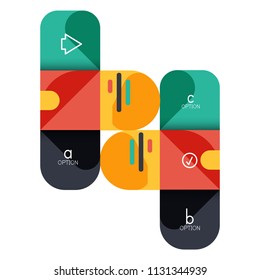 Infographics option and step by step in rounded squares, element of chart, graph, diagram with options, parts, processes. Vector business template for presentation or web info banner