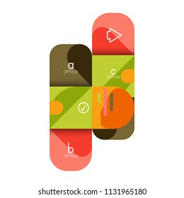 Opción de infografía y paso a paso en cuadrados redondeados, elemento de gráfico, gráfico, diagrama con opciones, partes, procesos. Plantilla de negocio de vectores para banner de presentación o información web