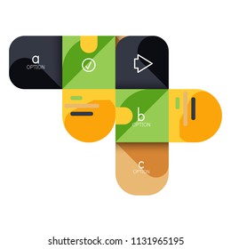 Infographics option and step by step in rounded squares, element of chart, graph, diagram with options, parts, processes. Vector business template for presentation or web info banner