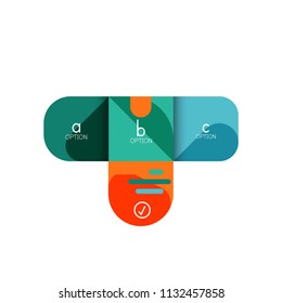 Infographics option and step by step in rounded squares, element of chart, graph, diagram with options, parts, processes. Vector business template for presentation or web info banner