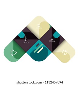 Infographics option and step by step in rounded squares, element of chart, graph, diagram with options, parts, processes. Vector business template for presentation or web info banner