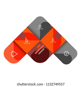 Infographics option and step by step in rounded squares, element of chart, graph, diagram with options, parts, processes. Vector business template for presentation or web info banner