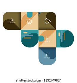 Infographics option and step by step in rounded squares, element of chart, graph, diagram with options, parts, processes. Vector business template for presentation or web info banner