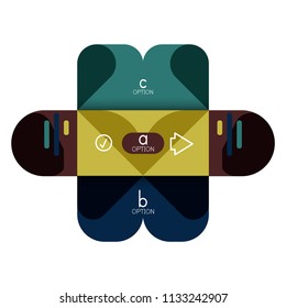 Infographics option and step by step in rounded squares, element of chart, graph, diagram with options, parts, processes. Vector business template for presentation or web info banner