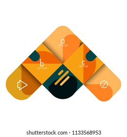 Infographics option and step by step in rounded squares, element of chart, graph, diagram with options, parts, processes. Vector business template for presentation or web info banner