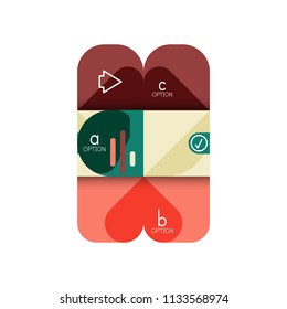 Opción de infografía y paso a paso en cuadrados redondeados, elemento de gráfico, gráfico, diagrama con opciones, partes, procesos. Plantilla de negocio de vectores para banner de presentación o información web