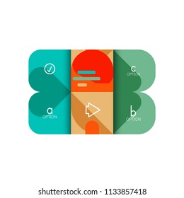 Opción de infografía y paso a paso en cuadrados redondeados, elemento de gráfico, gráfico, diagrama con opciones, partes, procesos. Plantilla de negocio de vectores para banner de presentación o información web