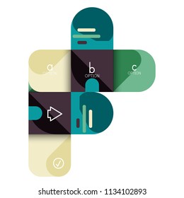 Infographics option and step by step in rounded squares, element of chart, graph, diagram with options, parts, processes. Vector business template for presentation or web info banner