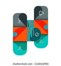 Infographics option and step by step in rounded squares, element of chart, graph, diagram with options, parts, processes. Vector business template for presentation or web info banner