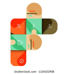 Infographics option and step by step in rounded squares, element of chart, graph, diagram with options, parts, processes. Vector business template for presentation or web info banner