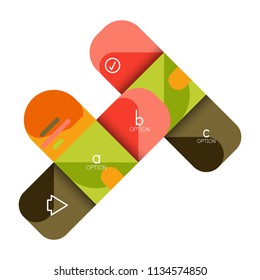 Opción de infografía y paso a paso en cuadrados redondeados, elemento de gráfico, gráfico, diagrama con opciones, partes, procesos. Plantilla de negocio de vectores para banner de presentación o información web