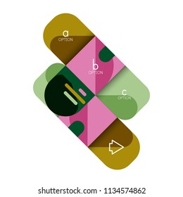 Infographics option and step by step in rounded squares, element of chart, graph, diagram with options, parts, processes. Vector business template for presentation or web info banner