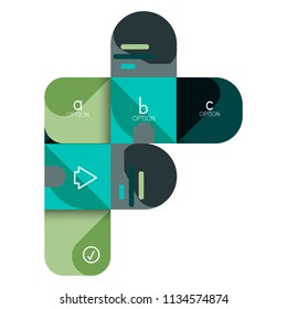 Infographics option and step by step in rounded squares, element of chart, graph, diagram with options, parts, processes. Vector business template for presentation or web info banner